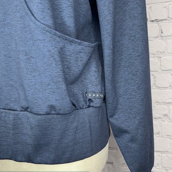 Women's Puma Blue Cloudspun Drawstring Cropped Full Zip Hoodie Size Medium - Picture 3 of 5